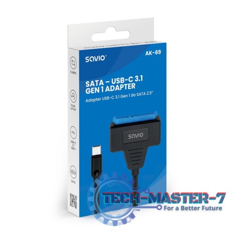 Adapter USB-C 3.1 Gen 1 (M) - SATA (F) do dysków 2.5 cala, AK-69 Adapter USB-C 3.1 Gen 1 (M) - SATA (F) do dysków 2.5 cala, AK-69