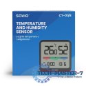 Czujnik temperatury i wilgotności, do użytku wewnętrznego, ekran LCD, zegar, data, uchwyt z magnesem, CT-01/B Czarny