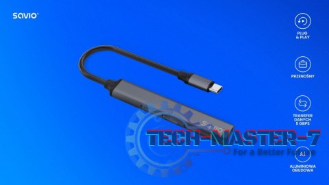 Hub 4 porty USB-C - 3 x USB-A 2.0, 1 x USB-A 3.1 3.1 GEN 1, 5 Gbps, AK-71 Hub 4 porty USB-C - 3 x USB-A 2.0, 1 x USB-A 3.1 3.1 GEN 1, 5 Gbps, AK-71