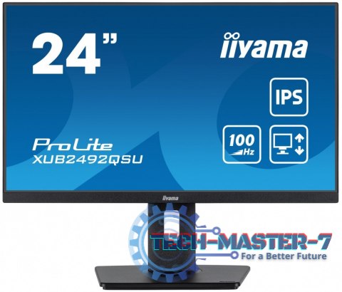Monitor 23.8 cala ProLite XUB2492QSU-B1 IPS,QHD,USB-C,100Hz,3xUSB(3.2),HDMI,DP 300cd/m2,FreeSync,2x2W,HAS(150mm),PIVOT