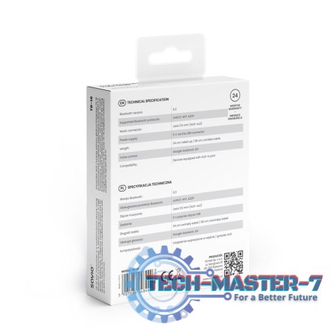 Transmiter Adapter AUX z bluetooth 5.3, funkcja zestawu głośnomówiącego, TR-16 Transmiter Adapter AUX z bluetooth 5.3, funkcja zestawu głośnomówiącego, TR-16