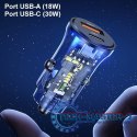 Ładowarka samochodowa 30W 1xUSB + 1xUSB-C Fast Charge