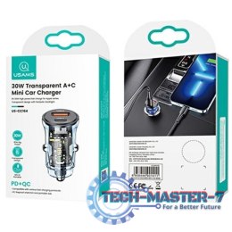 Ładowarka samochodowa 30W 1xUSB+1xUSB-C fast charge Niebieska