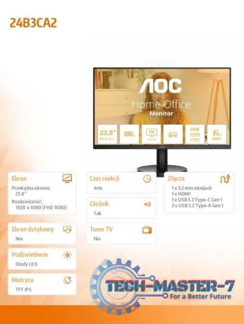 Monitor 24B3CA2 23.8 cala IPS 100Hz HDMI USB-C Monitor 24B3CA2 23.8 cala IPS 100Hz HDMI USB-C