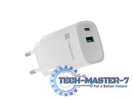 Ładowarka sieciowa Ribera GAN 1X USB-A + 1X USB-C 30W Biała