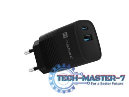 Ładowarka sieciowa Ribera GAN 1X USB-A + 1X USB-C 30W Czarna