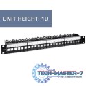 Patch panel do szaf RACK 19" | 24 porty | 1U | UTP | Czarny
