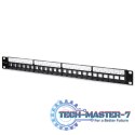Patch panel do szaf RACK 19" | 24 porty | 1U | UTP | Czarny