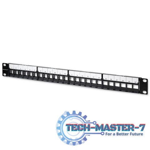 Patch panel do szaf RACK 19" | 24 porty | 1U | UTP | Czarny Patch panel do szaf RACK 19" | 24 porty | 1U | UTP | Czarny
