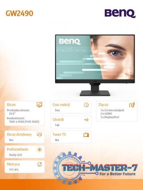 Monitor 23.8 cala GW2490 LED 5ms/IPS/100Hz/HDMI/czarny Monitor 23.8 cala GW2490 LED 5ms/IPS/100Hz/HDMI/czarny