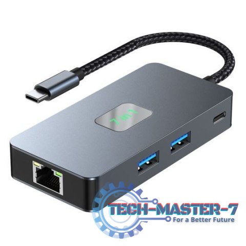 Adapter HUB USB C (7w1) HDMI USB SD/TF RJ45 (2500 Mbps) PD Adapter HUB USB C (7w1) HDMI USB SD/TF RJ45 (2500 Mbps) PD