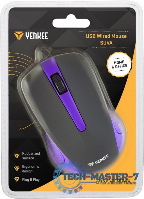 Mysz przewodowa USB, 3 przyciski, gumowana powierzchnia Mysz przewodowa USB, 3 przyciski, gumowana powierzchnia