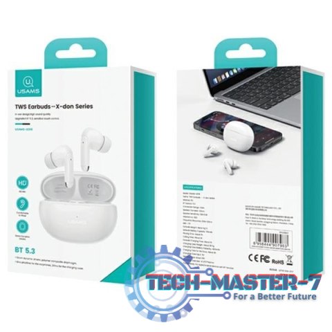 Słuchawki Bluetooth TWS 5.3 X-Don Series Dual microfon ENC białe Słuchawki Bluetooth TWS 5.3 X-Don Series Dual microfon ENC białe